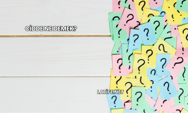 Cidde Ne Demek?